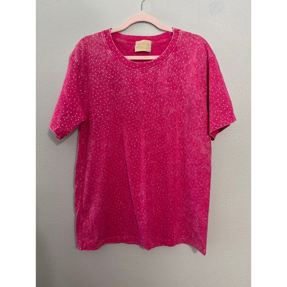 Judith March Tops - Judith March Rhinestone Pink T Shirt